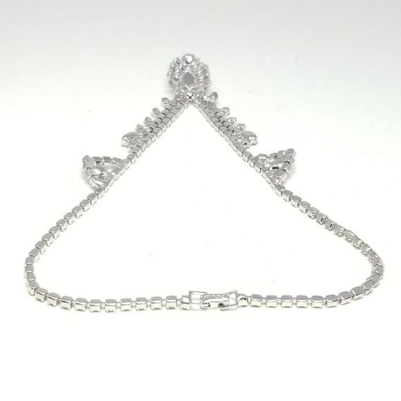 Vintage Continental Rhinestone Necklace Silver Tone Sparkle, Estate Signed - Picture 3 of 6